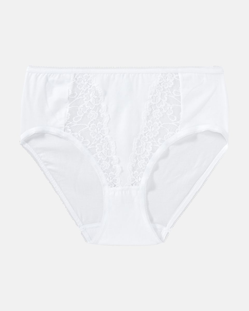 Ladypant in weiß aus der Serie Britta, flach auf einer Oberfläche liegend.