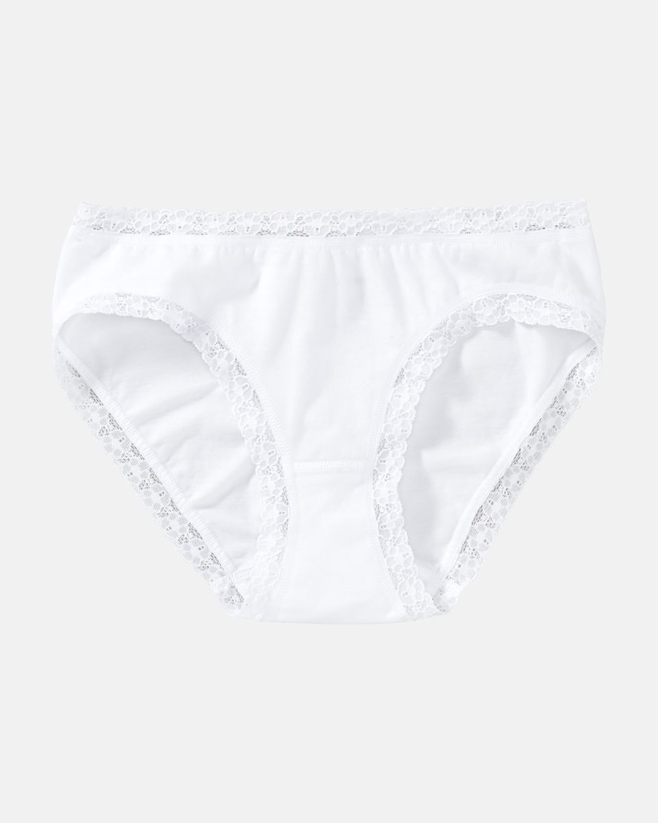 Minislip in weiß aus der Serie Nice, flach auf einer Oberfläche liegend.