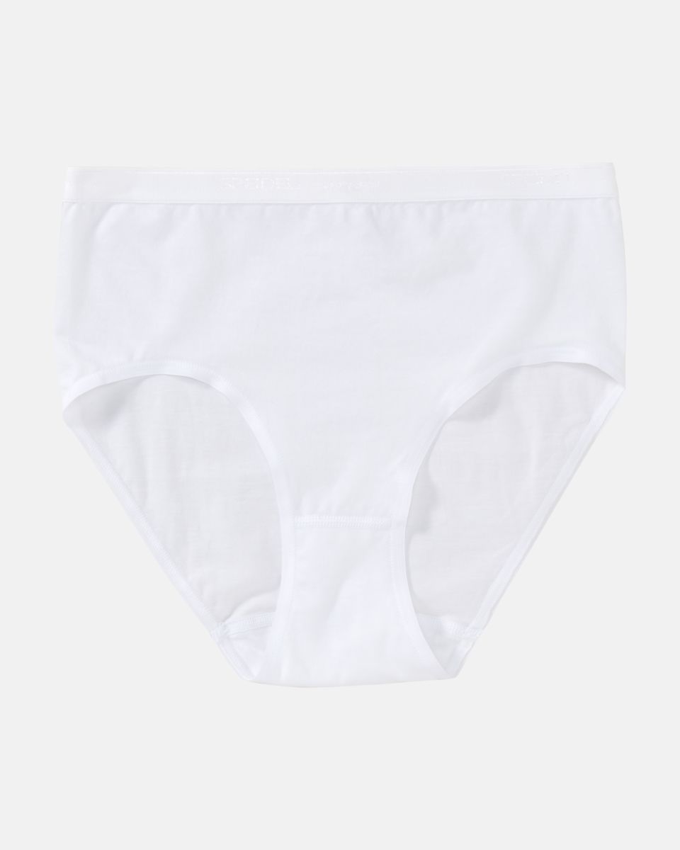 Maxislip in weiß aus der Serie everyday, flach auf einer Oberfläche liegend.