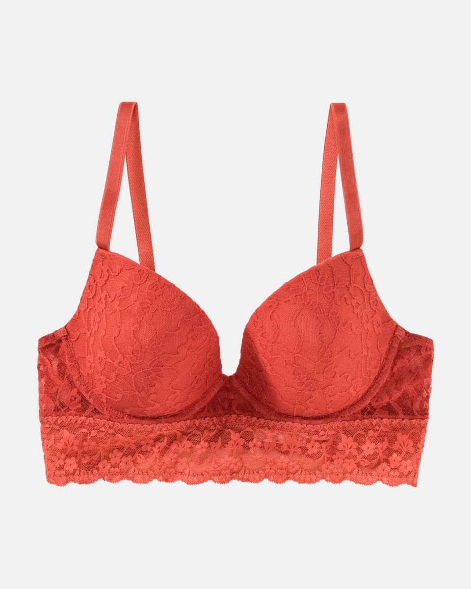 Schalen BH Longline in pepper aus der Serie Lacy, flach auf einer Oberfläche liegend.