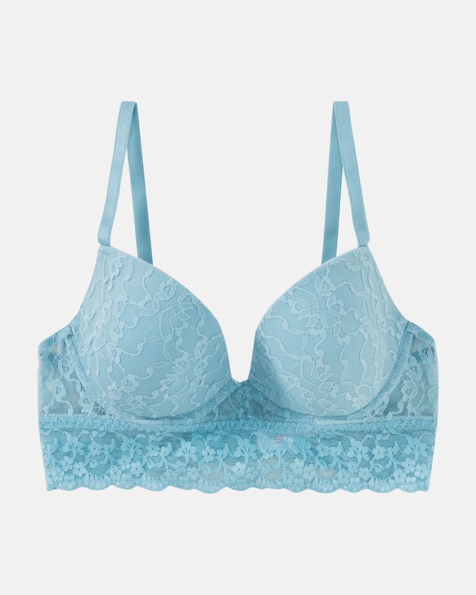 Schalen BH Longline in shark aus der Serie Lacy, flach auf einer Oberfläche liegend.