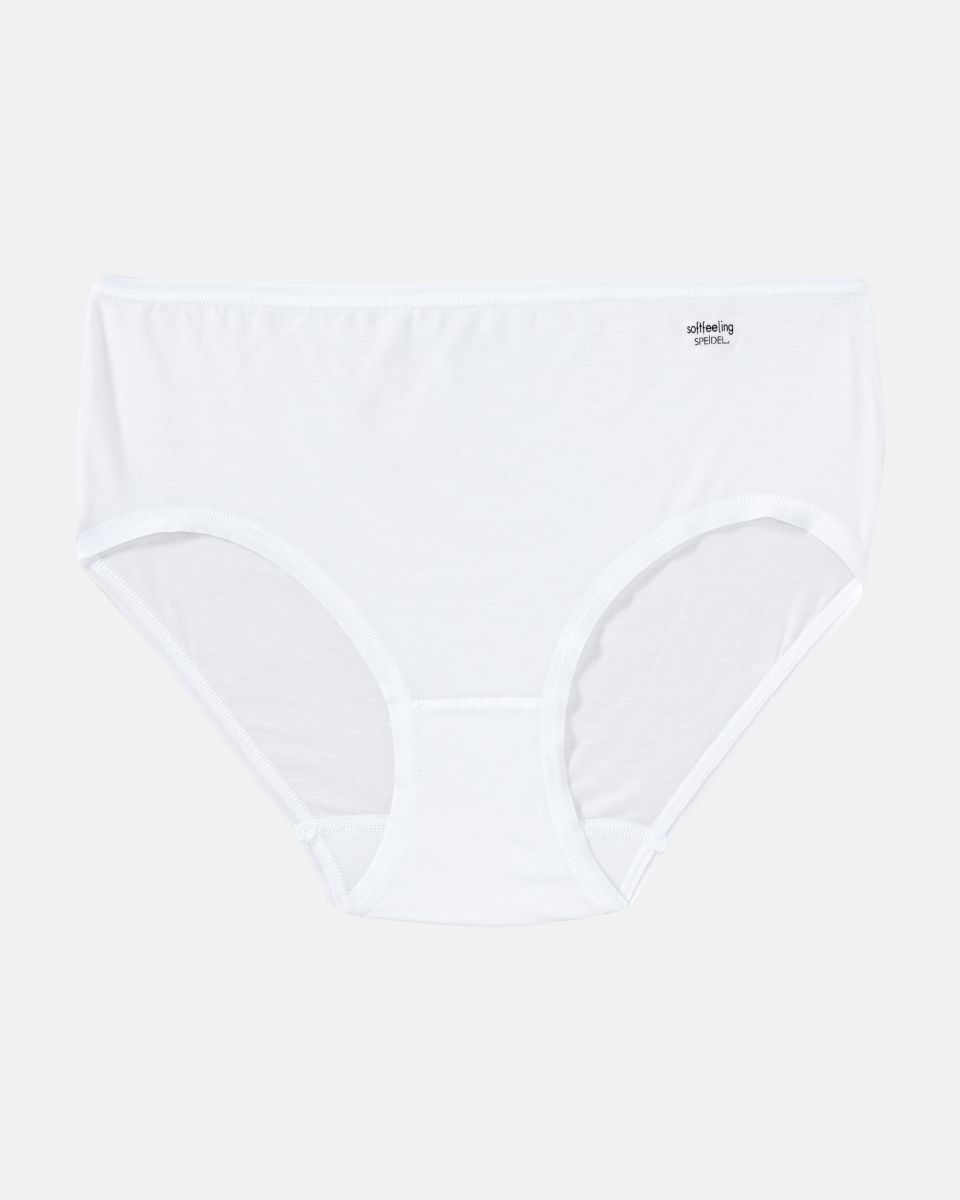 Maxislip in weiß aus der Serie Softfeeling, flach auf einer Oberfläche liegend.