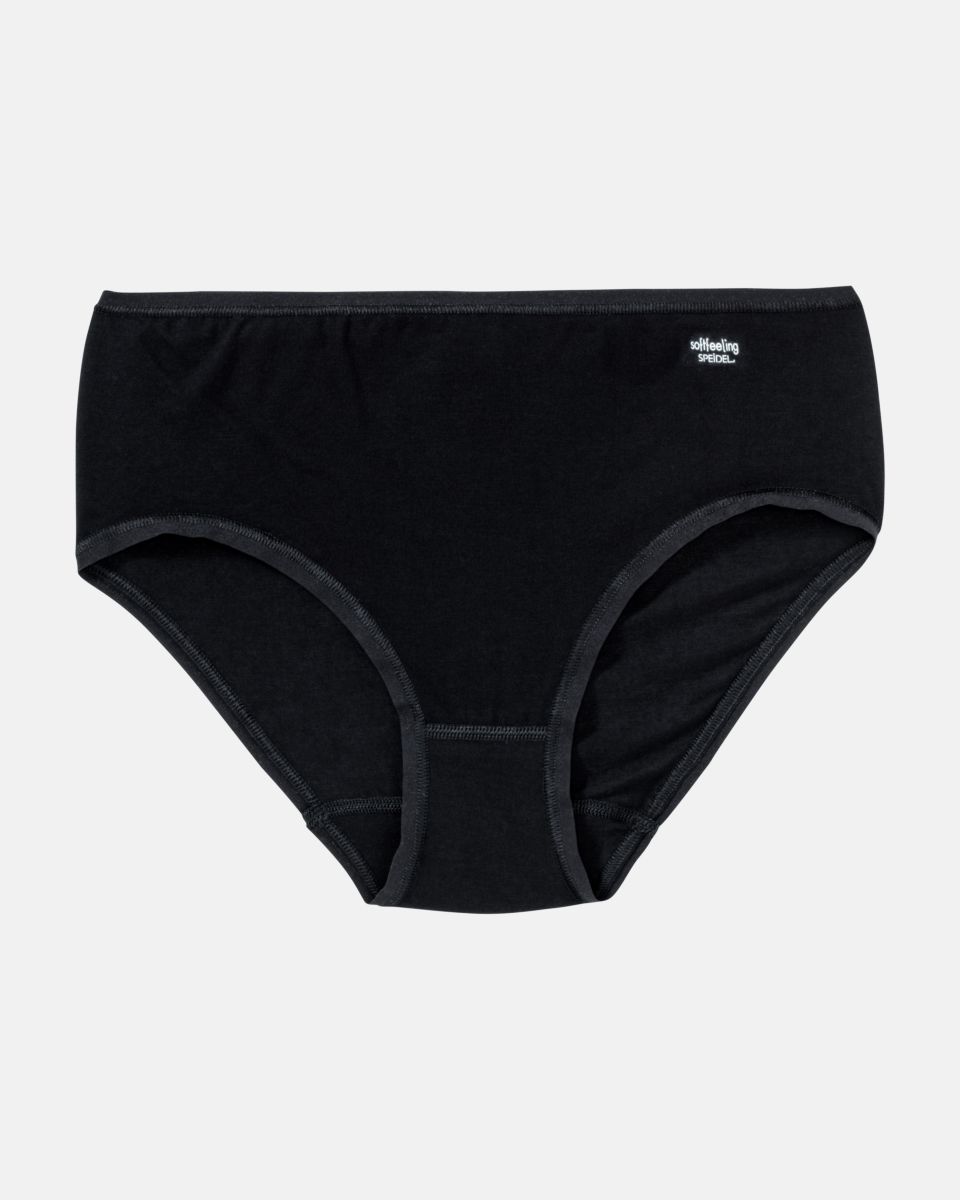 Maxislip in schwarz aus der Serie Softfeeling, flach auf einer Oberfläche liegend.