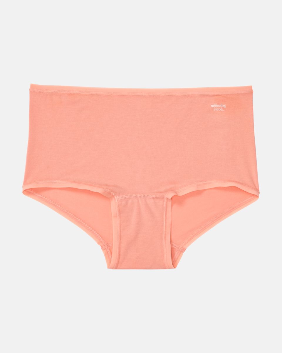 Pant in melone aus der Serie Softfeeling, flach auf einer Oberfläche liegend.