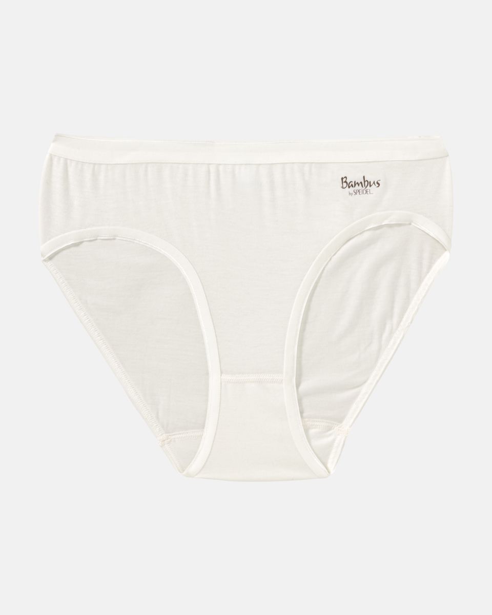 Minislip in elfenbein aus der Serie Bambus, flach auf einer Oberfläche liegend.