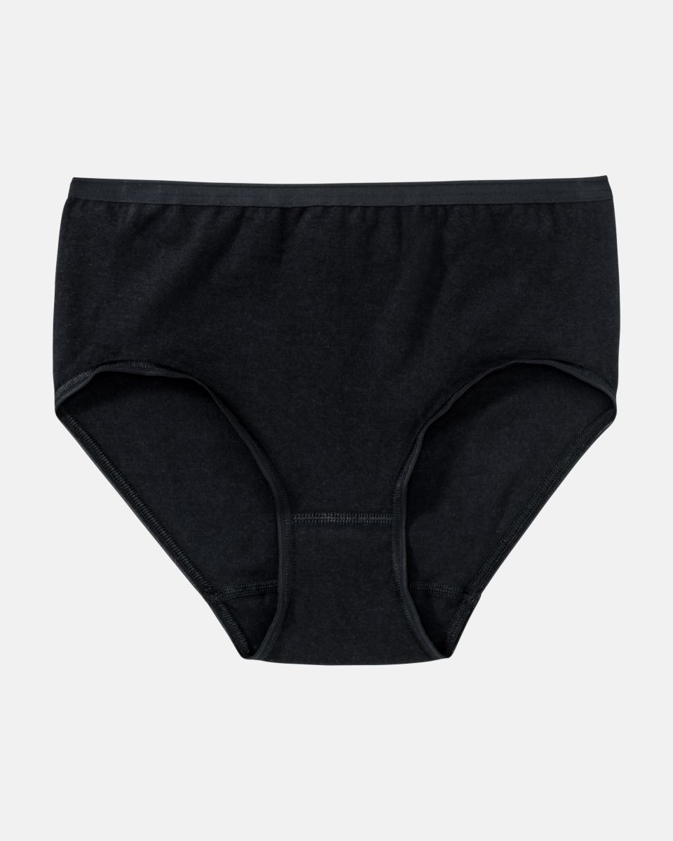Midislip in schwarz aus der Serie Bio Cotton plus, flach auf einer Oberfläche liegend.
